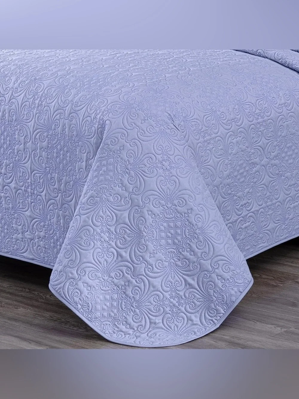 Lavender Quilted king 3 piece Bedspread Set - Soft Floral Embossed Design